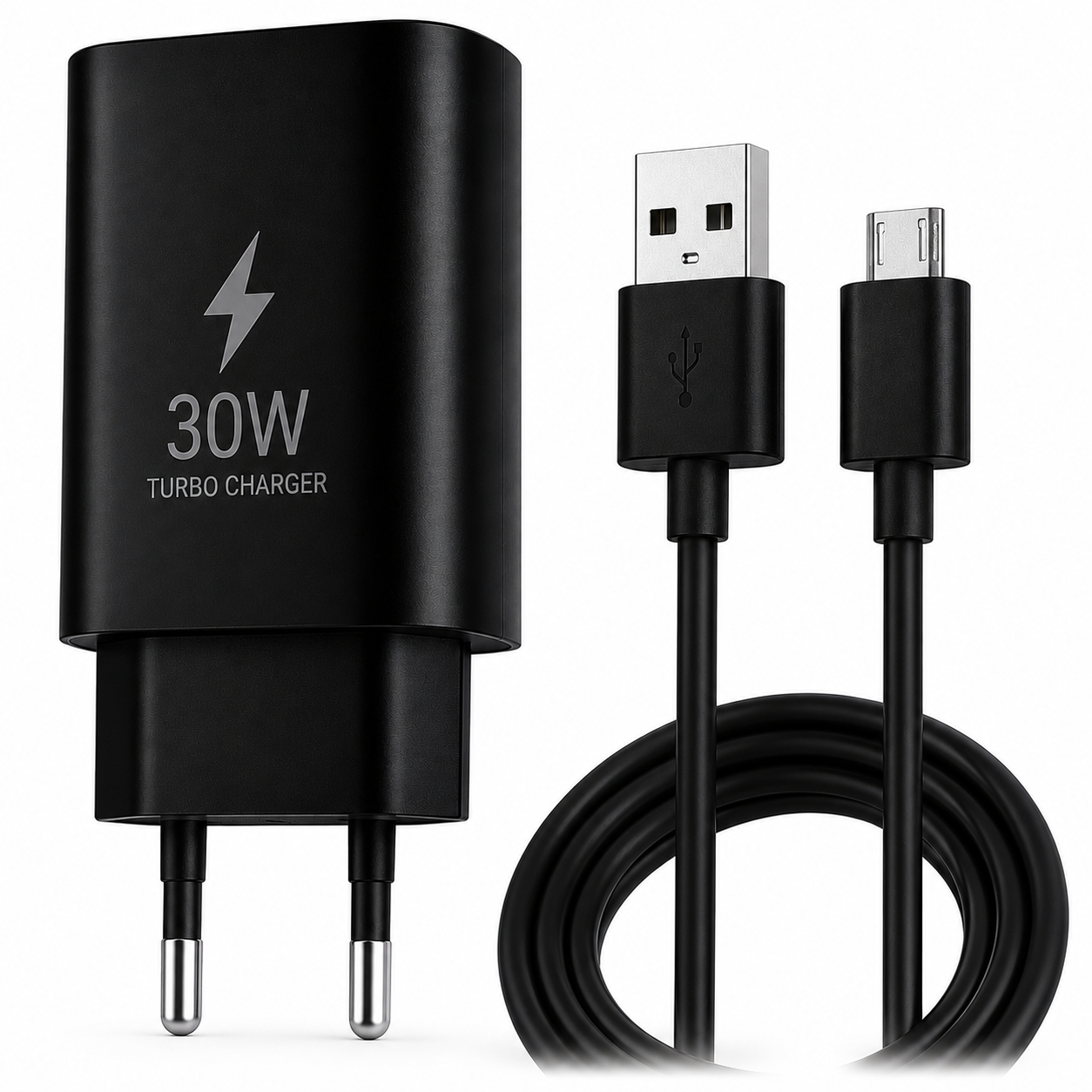 Carregador Rápido 30W com Cabo V8 Compatível com Android